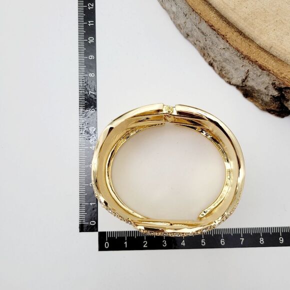 Brand New Top Fashion Gold Tone Rhinestone Bangle Bracelet - Picture 8 of 9